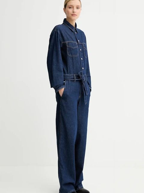 Marc O'Polo kombinezon jeansowy kolor granatowy bawełniany z kołnierzykiemm 5000006876