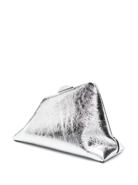 The Attico Day Off metallic leather clutch bag - Silver