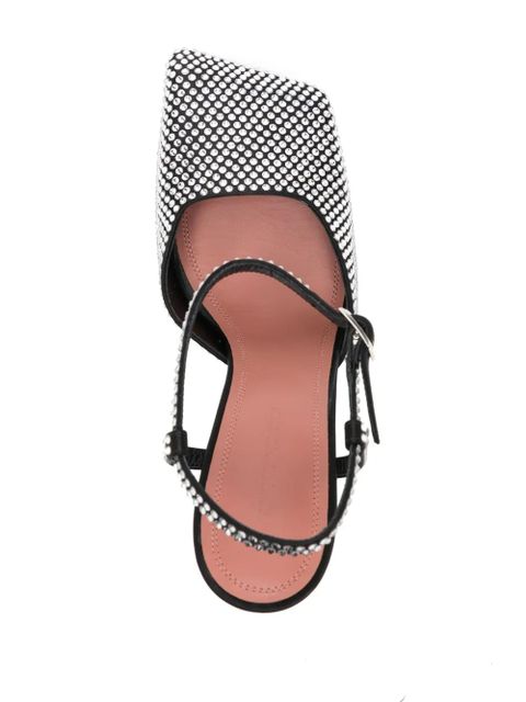 Amina Muaddi 95mm Charlotte crystal-embellished sandals - Silver