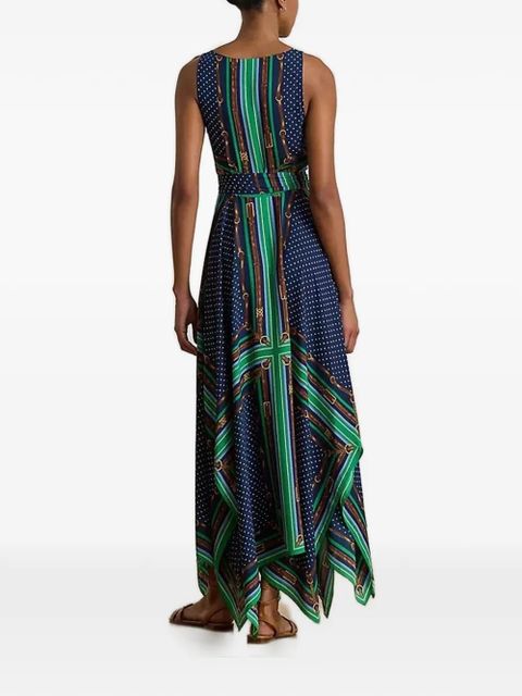 Lauren Ralph Lauren print V-neck asymmetric dress - Blue