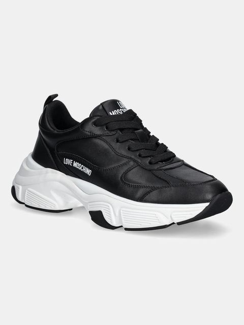 Love Moschino sneakersy skórzane damskie kolor czarny JA15246G1NIA0000 - zdjęcie produktu nr 1