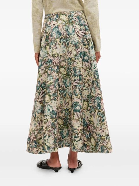 GANNI floral-jacquard maxi skirt - Neutrals