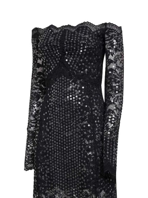Rabanne sequin-embroidered scalloped dress - Black