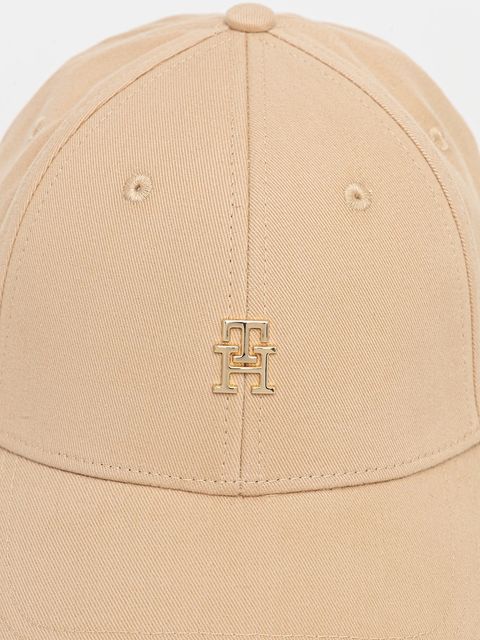 Tommy Hilfiger czapka z daszkiem bawełniana kolor beżowy z aplikacją AW0AW17631