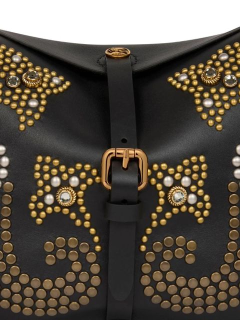 ETRO medium Pony studded leather shoulder bag - Black