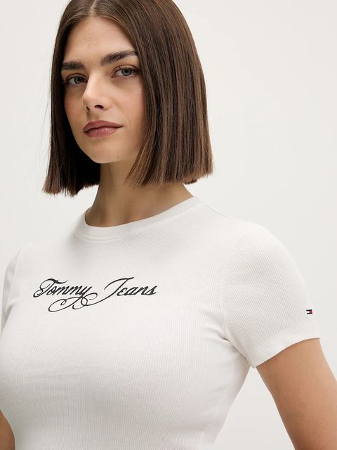 Tommy Jeans t-shirt damski kolor beżowy DW0DW21838
