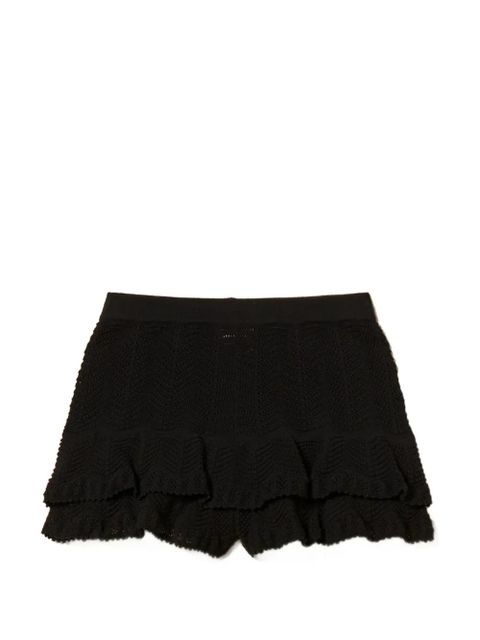 TWINSET knitted ruffled shorts - Black - zdjęcie produktu nr 1