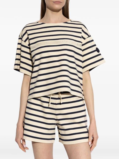 Moncler striped logo-print T-shirt - Neutrals